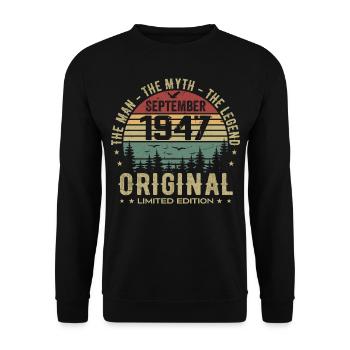 Anniversaire Original 1947 - Cadeau Septembre 1947 - Sweat-shirt Unisexe - noir - Devant - Alina (178cm) & Michal (187cm)
