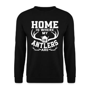 La maison est là où se trouvent mes bois - Sweat-shirt Unisexe - noir - Devant - Alina (178cm) & Michal (187cm)