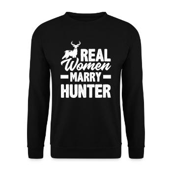 De vraies femmes épousent des chasseurs - Sweat-shirt Unisexe - noir - Devant - Alina (178cm) & Michal (187cm)