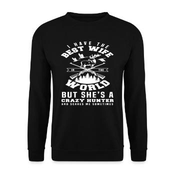 Ich Habe Die Beste Frau Der Welt Aber Sie Ist Eine - Unisex Pullover - Schwarz - Vorne - Alina (178cm) & Michal (187cm)
