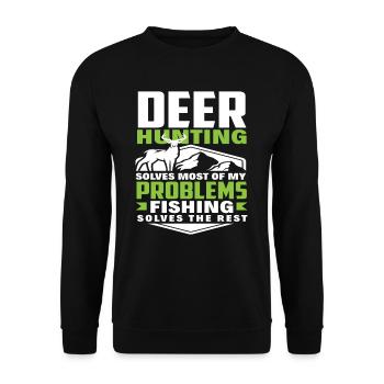 La vraie passion : la chasse et la pêche - Problèmes - Sweat-shirt Unisexe - noir - Devant - Alina (178cm) & Michal (187cm)