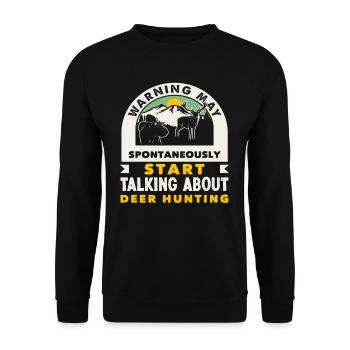 Avertissement : peut parler spontanément de la chasse au chevreuil - Sweat-shirt Unisexe - noir - Devant - Alina (178cm) & Michal (187cm)