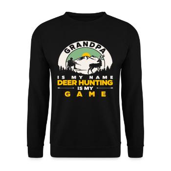 Grand-père est mon nom, la chasse au cerf est mon jeu - Sweat-shirt Unisexe - noir - Devant - Alina (178cm) & Michal (187cm)