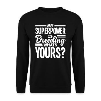 Meine Superkraft Ist Züchten Highland Kuh - Unisex Pullover - Schwarz - Vorne - Alina (178cm) & Michal (187cm)