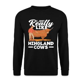 Ich Mag Wirklich Highland Kühe - Unisex Pullover - Schwarz - Vorne - Alina (178cm) & Michal (187cm)