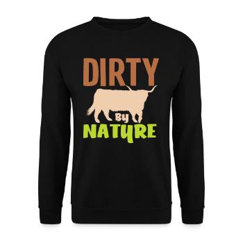 Highland Cow Dirty By Nature - Unisex Pullover - Schwarz - Vorne - Alina (178cm) & Michal (187cm)