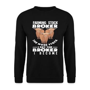 Highland Kuh Farming Stock Broker - Unisex Pullover - Schwarz - Vorne - Alina (178cm) & Michal (187cm)