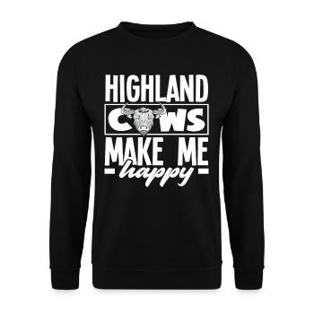 Highland Kühe Machen Mich Glücklich - Unisex Pullover - Schwarz - Vorne - Alina (178cm) & Michal (187cm)