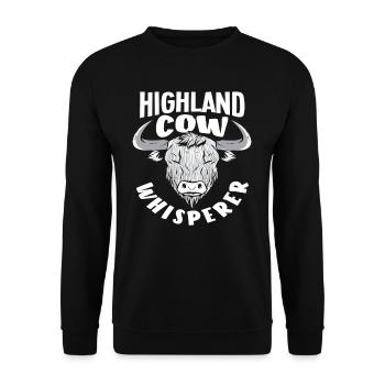 Highland Cow Whisperer Schottisches Hochlandrind - Unisex Pullover - Schwarz - Vorne - Alina (178cm) & Michal (187cm)