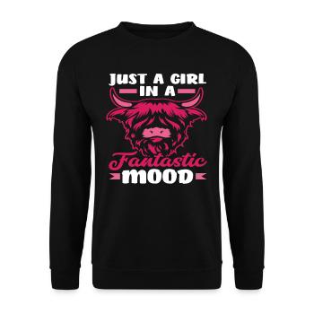 Einfach Ein Mädchen In Fantastischer Stimmung - Unisex Pullover - Schwarz - Vorne - Alina (178cm) & Michal (187cm)