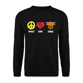 Highland Kuh Frieden Liebe Kühe - Unisex Pullover - Schwarz - Vorne - Alina (178cm) & Michal (187cm)