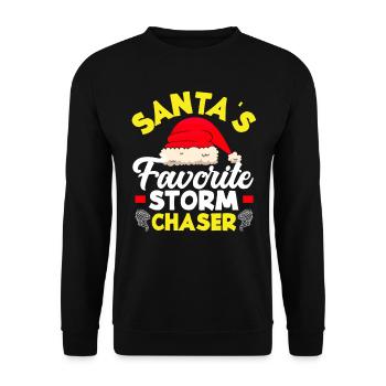 Santa's Favorite Storm Chaser - Unisex Sweatshirt - black - Front - Alina (178cm) & Michal (187cm)