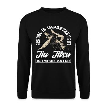 L'école est importante mais le Jiu Jitsu est plus important - Sweat-shirt Unisexe - noir - Devant - Alina (178cm) & Michal (187cm)