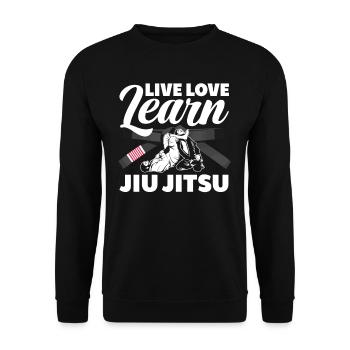 Live Love Learn Jiu Jitsu - Unisex Sweatshirt - black - Front - Alina (178cm) & Michal (187cm)