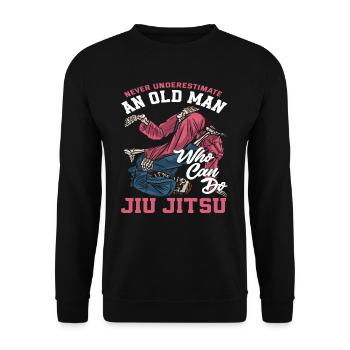 Never underestimate an old man who - Unisex Sweatshirt - black - Front - Alina (178cm) & Michal (187cm)