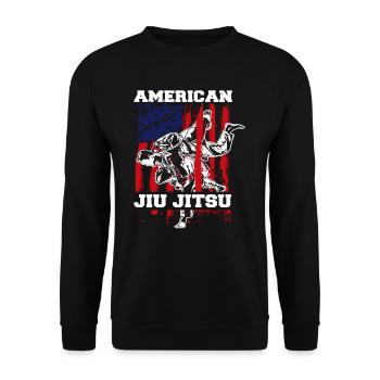 American Jiu Jitsu United States Flag Martial Arts Fighter - Unisex Sweatshirt - black - Front - Alina (178cm) & Michal (187cm)