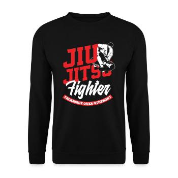Jiu Jitsu Fighter Technique Over Strength - Unisex Sweatshirt - black - Front - Alina (178cm) & Michal (187cm)