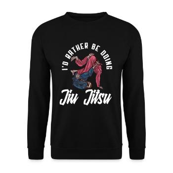 I'd rather do Jiu Jitsu - Unisex Sweatshirt - black - Front - Alina (178cm) & Michal (187cm)