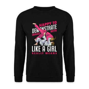 Heureux de démontrer ce qui frappe vraiment une fille - Sweat-shirt Unisexe - noir - Devant - Alina (178cm) & Michal (187cm)
