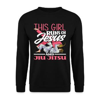 Cette fille vit pour Jésus et le Jiu Jitsu - Sweat-shirt Unisexe - noir - Devant - Alina (178cm) & Michal (187cm)