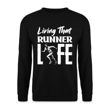 Living That Runner Life - Unisex Sweatshirt - black - Front - Alina (178cm) & Michal (187cm)