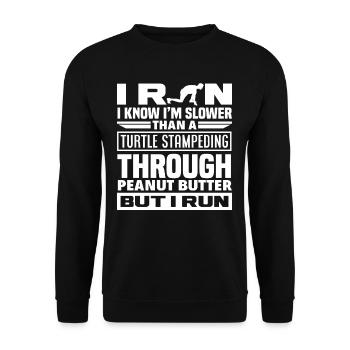 Je marche plus lentement qu’une tortue - Sweat-shirt Unisexe - noir - Devant - Alina (178cm) & Michal (187cm)