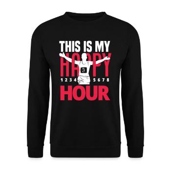 This is my happy hour runners - Unisex Sweatshirt - black - Front - Alina (178cm) & Michal (187cm)