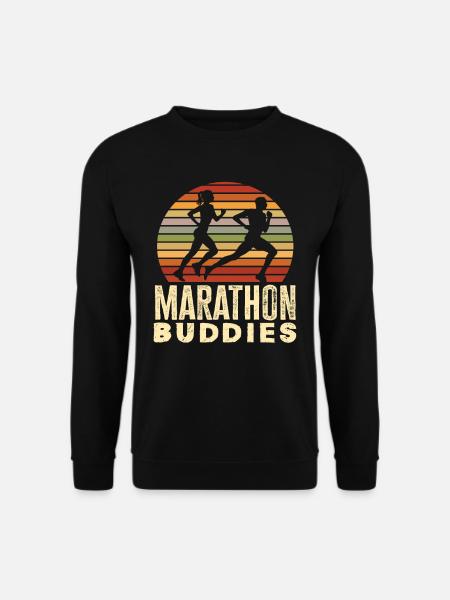 Marathon Buddies Retro Runner Design - Sweat-shirt Unisexe - noir
