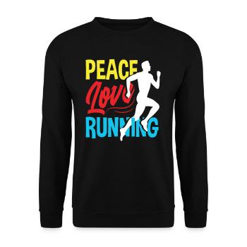 Peace Love Running Design pour les coureurs - Sweat-shirt Unisexe - noir - Devant - Alina (178cm) & Michal (187cm)