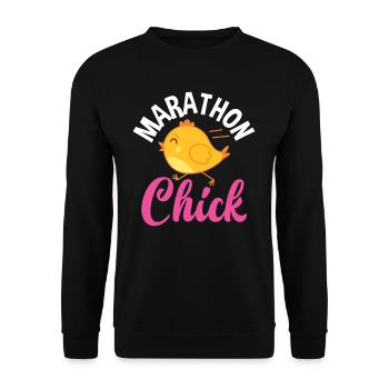 Marathon Poussins Drôle Course Femmes - Sweat-shirt Unisexe - noir - Devant - Alina (178cm) & Michal (187cm)