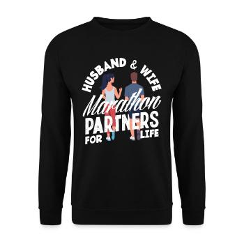 Mari et femme partenaire de marathon pour la vie - Sweat-shirt Unisexe - noir - Devant - Alina (178cm) & Michal (187cm)