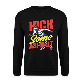 Kick Some Asphalt Runner Motif - Sweat-shirt Unisexe - noir - Devant - Alina (178cm) & Michal (187cm)