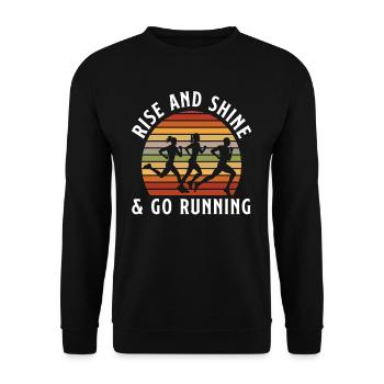 Rise And Shine And Go Running - Unisex Pullover - Schwarz - Vorne - Alina (178cm) & Michal (187cm)