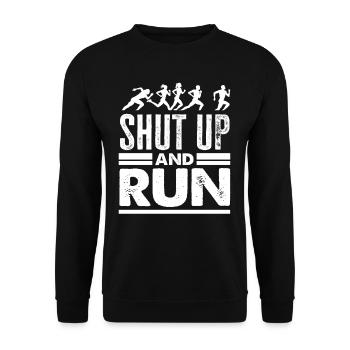 Shut up and run running motivates - Unisex Sweatshirt - black - Front - Alina (178cm) & Michal (187cm)
