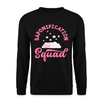Saponification Squad Seifenherstellung - Unisex Pullover - Schwarz - Vorne - Alina (178cm) & Michal (187cm)