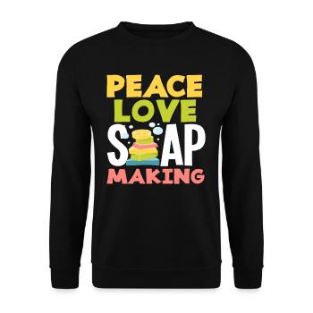 Frieden Liebe Seifenherstellung - Unisex Pullover - Schwarz - Vorne - Alina (178cm) & Michal (187cm)