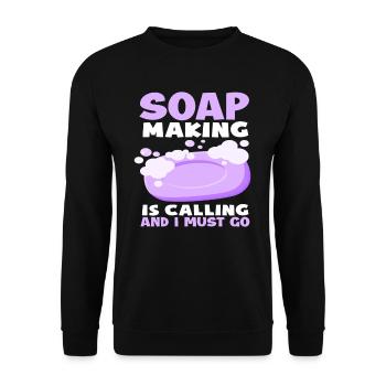 Seifenherstellung Ruft Und Ich Muss Gehen - Unisex Pullover - Schwarz - Vorne - Alina (178cm) & Michal (187cm)