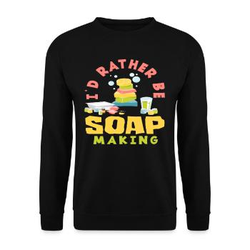 Lieber Beim Seifenmachen Als Alles Andere - Unisex Pullover - Schwarz - Vorne - Alina (178cm) & Michal (187cm)