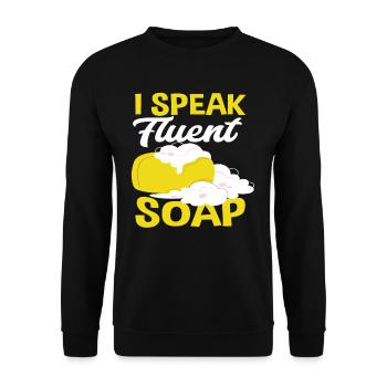 Je parle couramment Savon Fabrication de savon amusante - Sweat-shirt Unisexe - noir - Devant - Alina (178cm) & Michal (187cm)