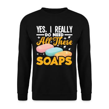 Oui, j’ai besoin de ces savons pour la fabrication de savon - Sweat-shirt Unisexe - noir - Devant - Alina (178cm) & Michal (187cm)