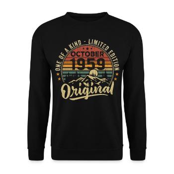 Birthday Gift | Vintage Born October 1959 - Unisex Sweatshirt - black - Front - Alina (178cm) & Michal (187cm)