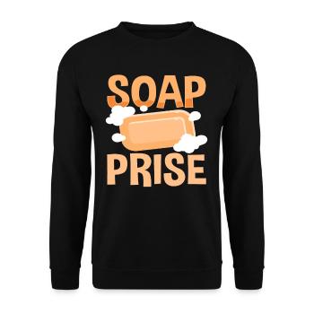 Lustiger Seifenwitz Soap Prise Überraschung - Unisex Pullover - Schwarz - Vorne - Alina (178cm) & Michal (187cm)
