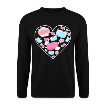 Soap hearts for cleanliness and care - Unisex Sweatshirt - black - Front - Alina (178cm) & Michal (187cm)