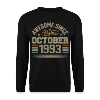 Jahrgang Oktober 1993 | Geburtstag Oktober 1993 - Unisex Pullover - Schwarz - Vorne - Alina (178cm) & Michal (187cm)