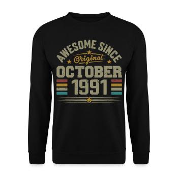 Né en Octobre 1991 | Anniversaire Octobre 1991 - Sweat-shirt Unisexe - noir - Devant - Alina (178cm) & Michal (187cm)