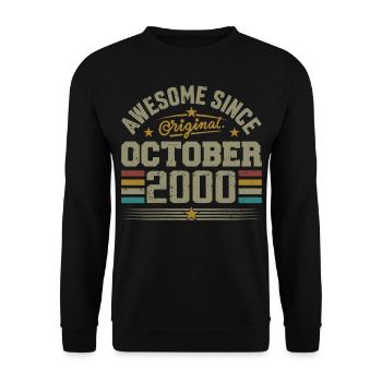 Né en Octobre 2000 | Anniversaire Octobre 2000 - Sweat-shirt Unisexe - noir - Devant - Alina (178cm) & Michal (187cm)