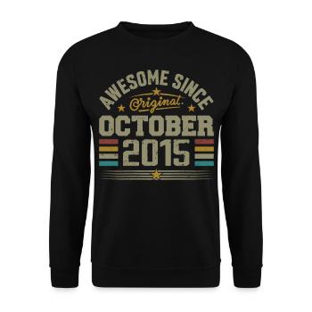 Né en Octobre 2015 | Anniversaire Octobre 2015 - Sweat-shirt Unisexe - noir - Devant - Alina (178cm) & Michal (187cm)