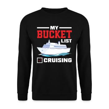 Meine Bucket List Kreuzfahrt - Unisex Pullover - Schwarz - Vorne - Alina (178cm) & Michal (187cm)