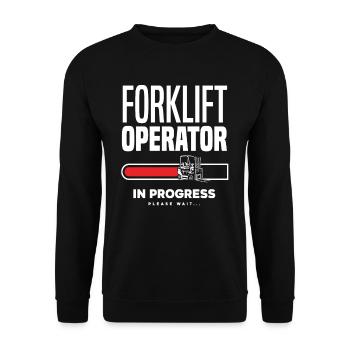 Gabelstaplerfahrer Fortschritt Bitte Warten - Unisex Pullover - Schwarz - Vorne - Alina (178cm) & Michal (187cm)