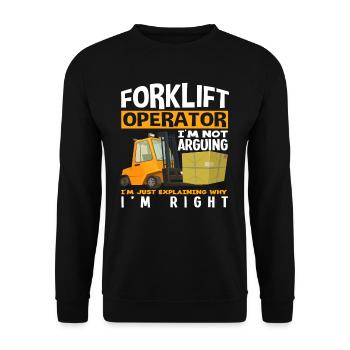 Gabelstaplerfahrer Ich Streite Nicht Ich Erkläre - Unisex Pullover - Schwarz - Vorne - Alina (178cm) & Michal (187cm)